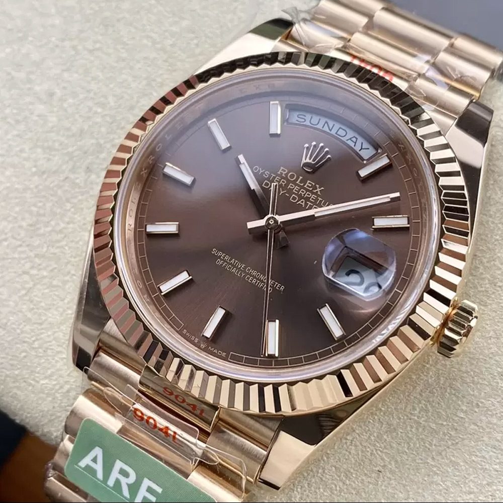 롤렉스 데이데이트 초코판 인덱스 다이얼 로즈골드 금통 40mm m228235