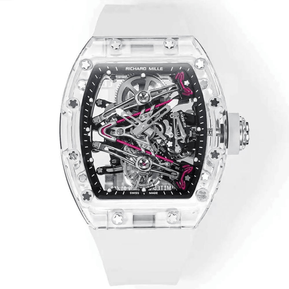 리차드밀 부바왓슨 크리스탈 투르비옹 스켈레톤 다이얼 투명 러버 스트랩 RM38-02
