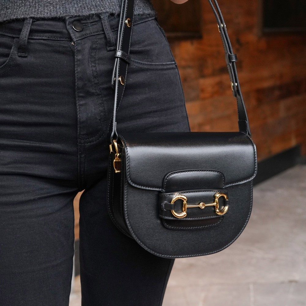 구찌 홀스빗 1955 라운드 미니 숄더백 블랙 760191