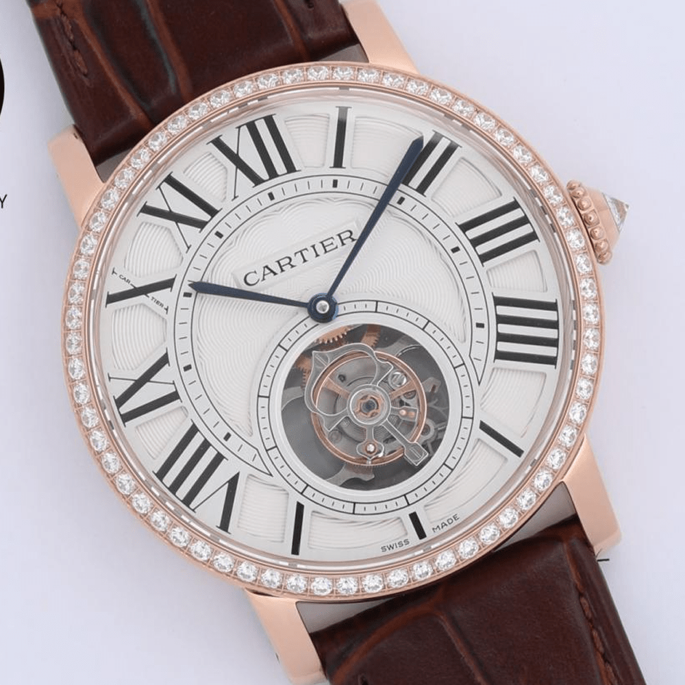 까르띠에 로통드 드 까르띠에 투르비옹 플라잉 다이아 베젤 로즈골드 40mm HPI00593