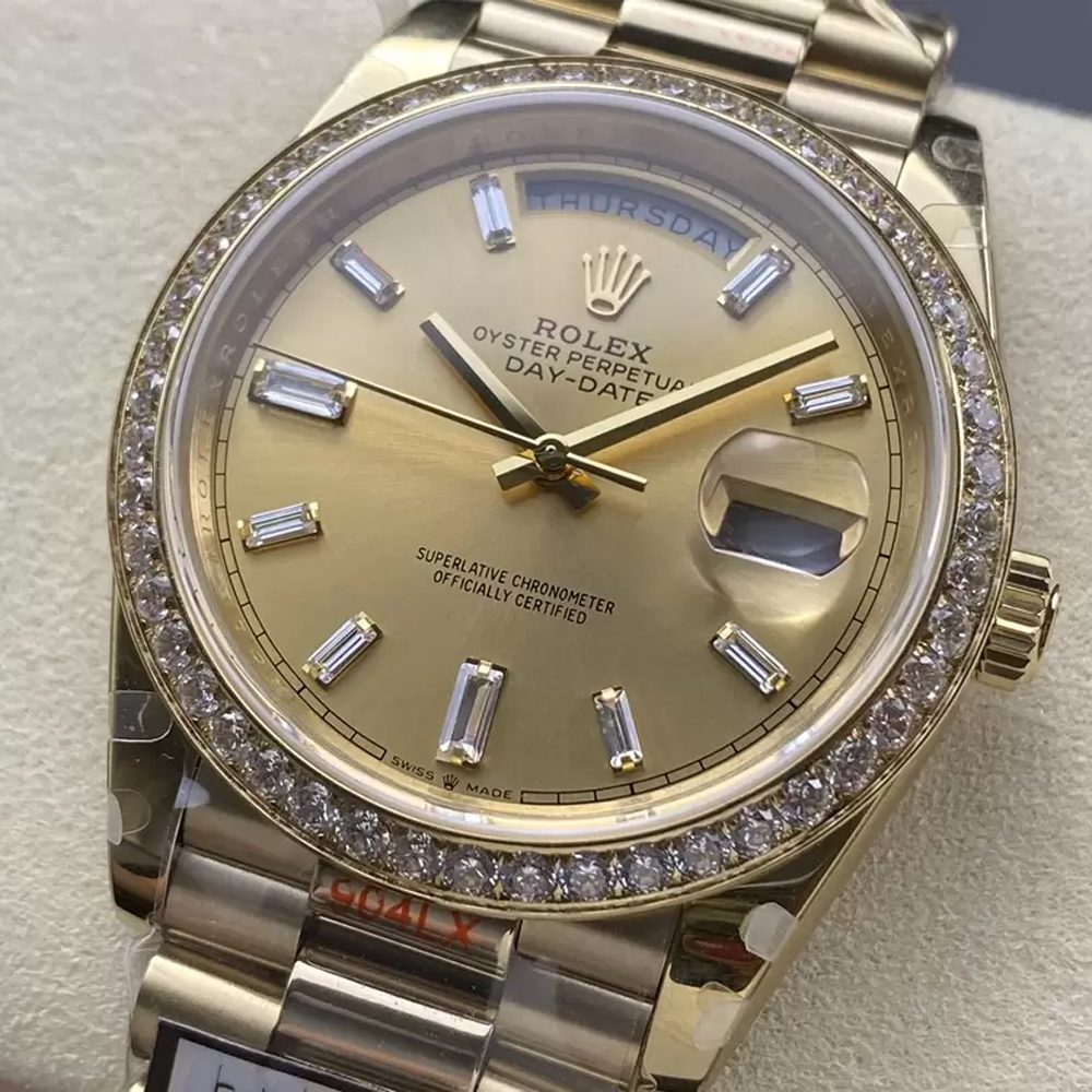 롤렉스 데이데이트 샴폐인 다이얼 다이아 베젤 40mm m228238