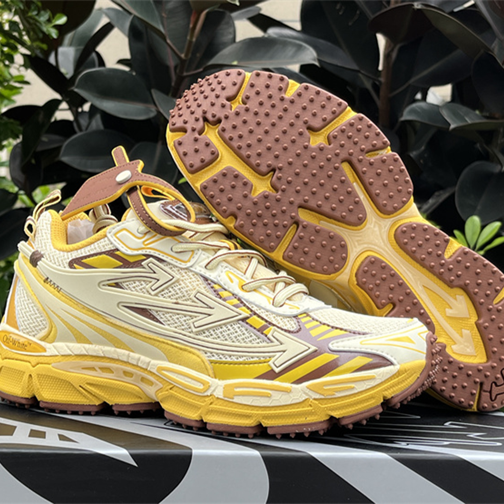 오프화이트 비 라이트 백 스니커즈 옐로우