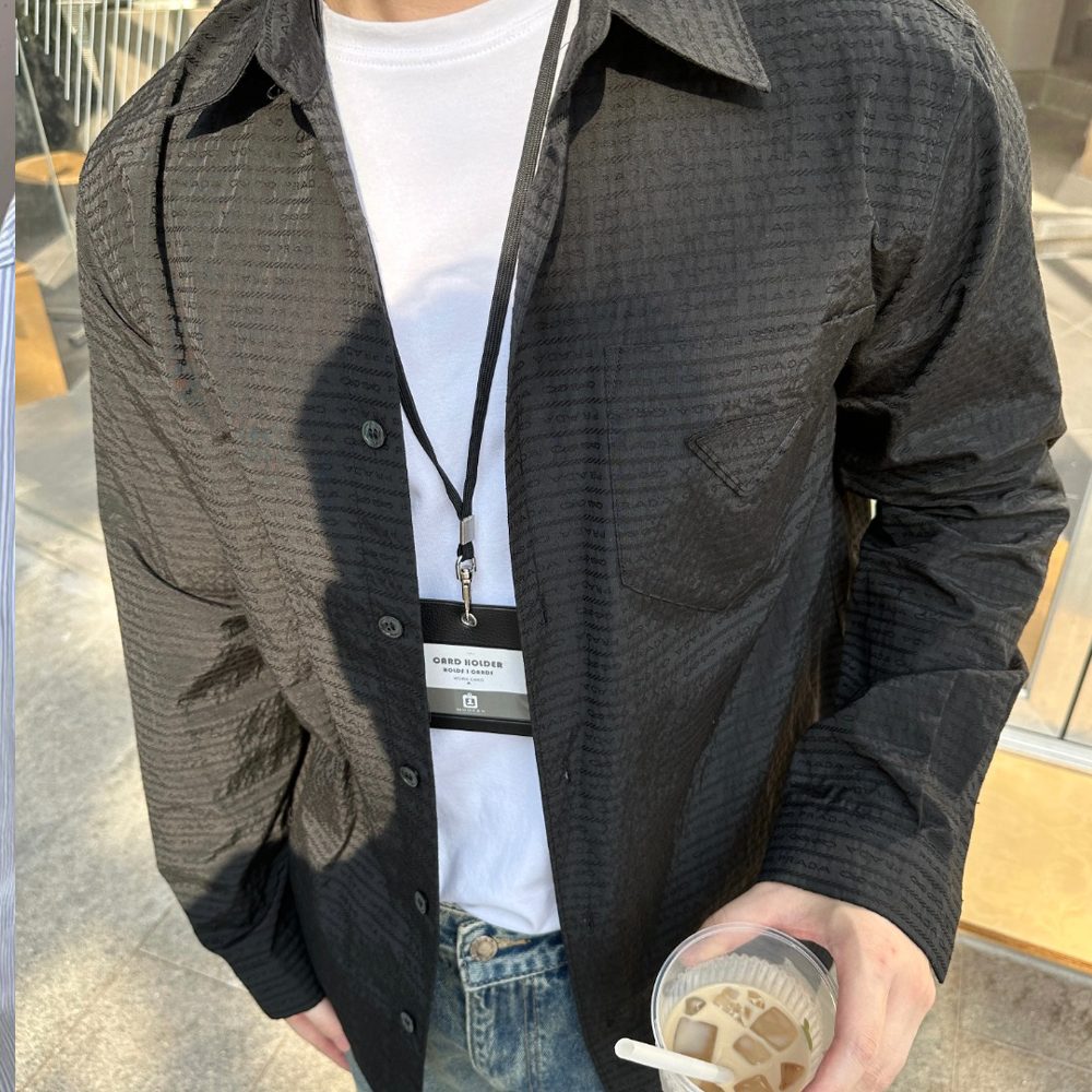 프라다 24SS 자카드 코튼 셔츠