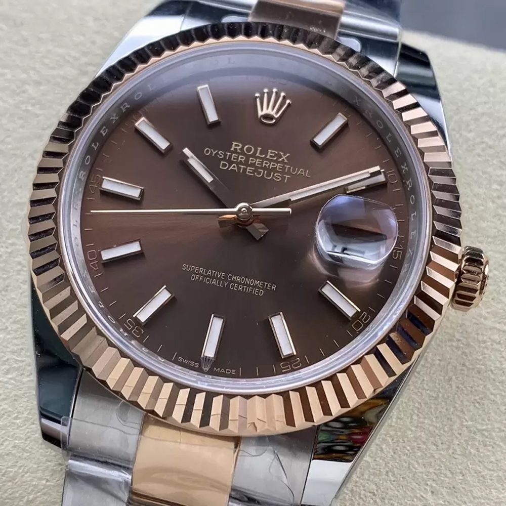 롤렉스 데이저스트 초코 다이얼 바인덱스 RG 콤비 오이스터 41mm 126331