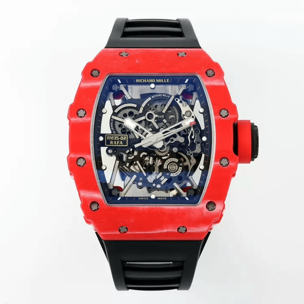 리차드밀 부바왓슨 레드 NTPT 카본 스켈레톤 다이얼 블랙 러버밴드 (블랙이너베젤) RM055