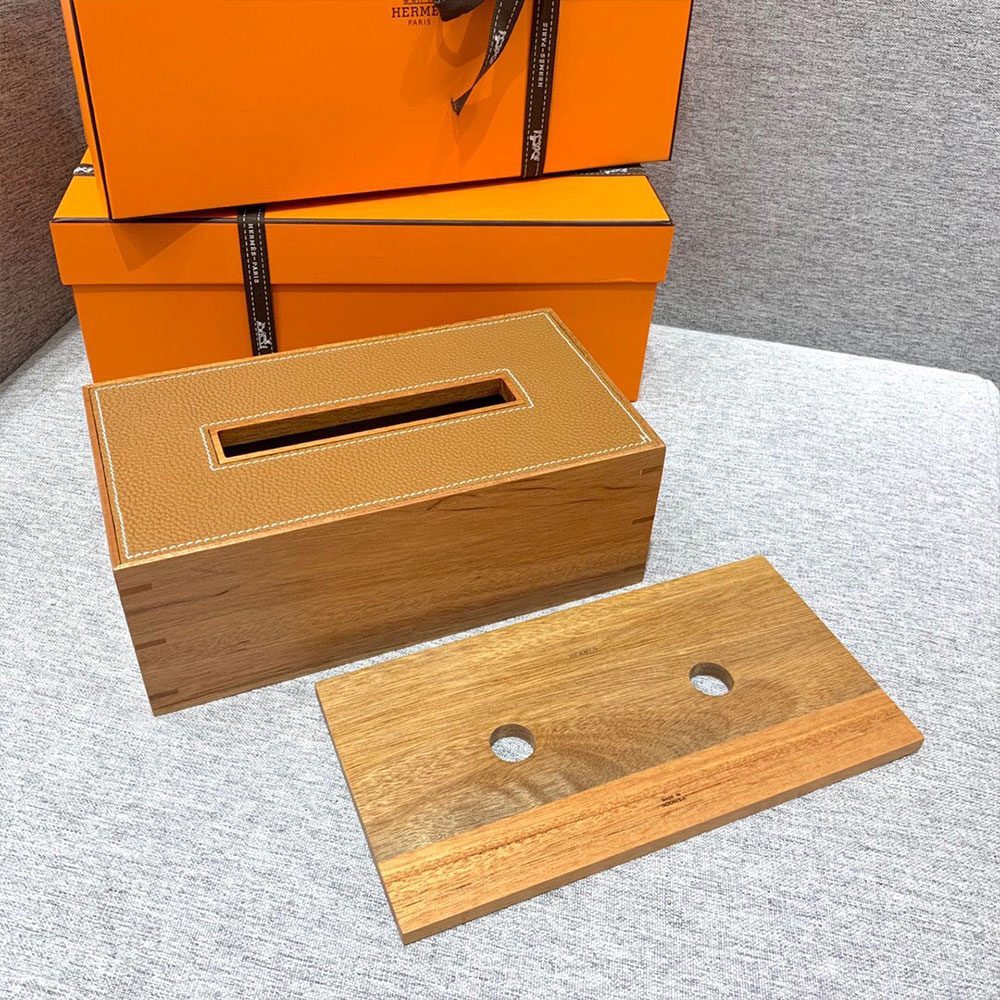 에르메스 원목 티슈 박스 브라운