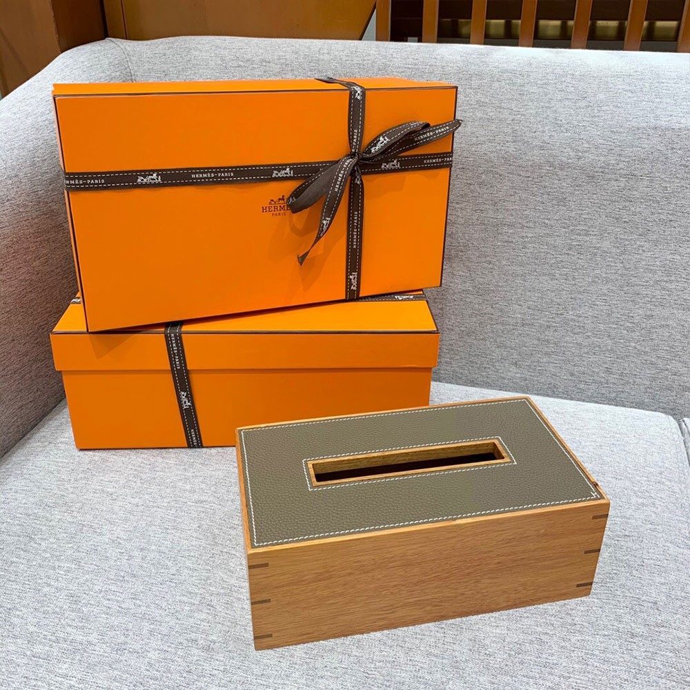 에르메스 원목 티슈 박스 그레이