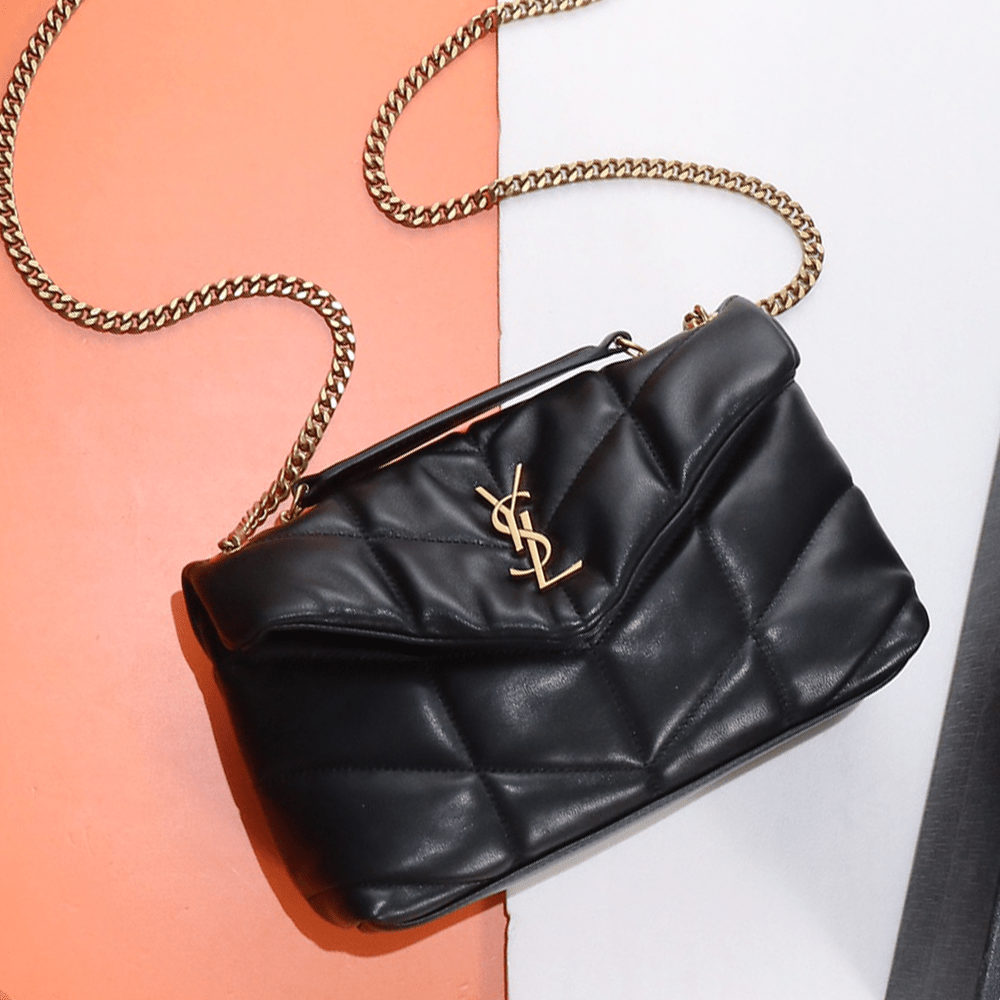 생로랑 나파 퀼팅 가죽 소재 PUFFER 블랙 스몰 금장