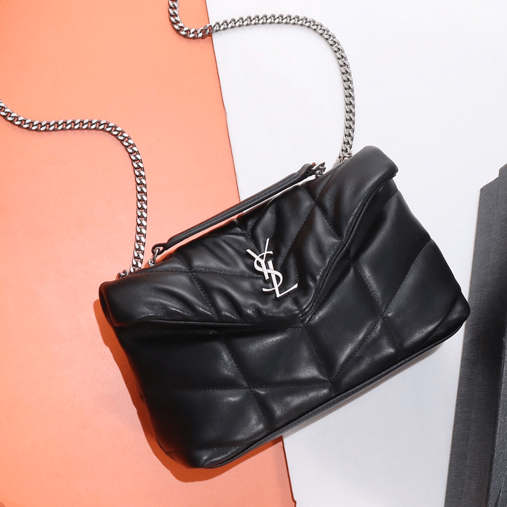 생로랑 나파 퀼팅 가죽 소재 PUFFER 블랙 스몰 은장