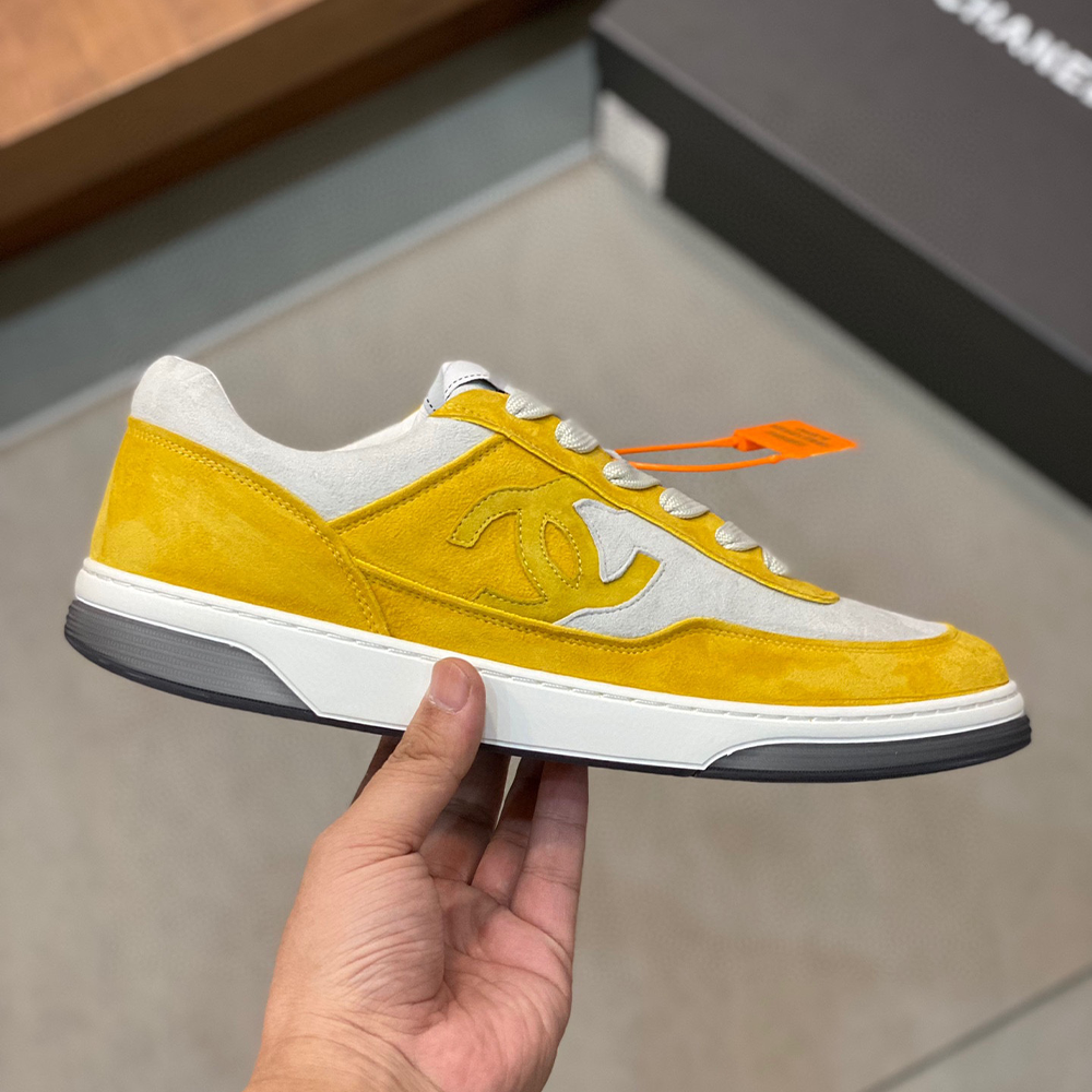 샤넬 스니커즈 스웨이드 키드스킨 & 화이트 옐로우