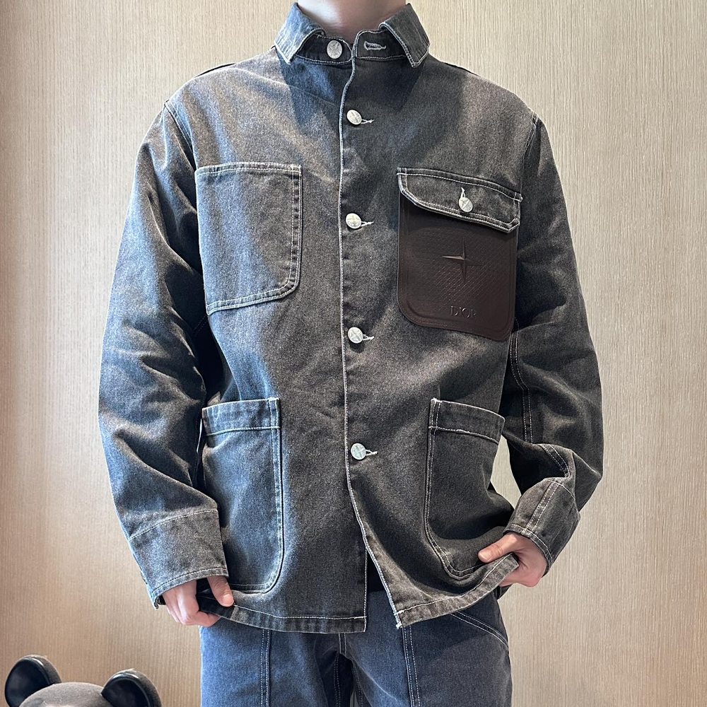 디올 X 스톤아일랜드 블랙 코튼 캔버스 셔츠