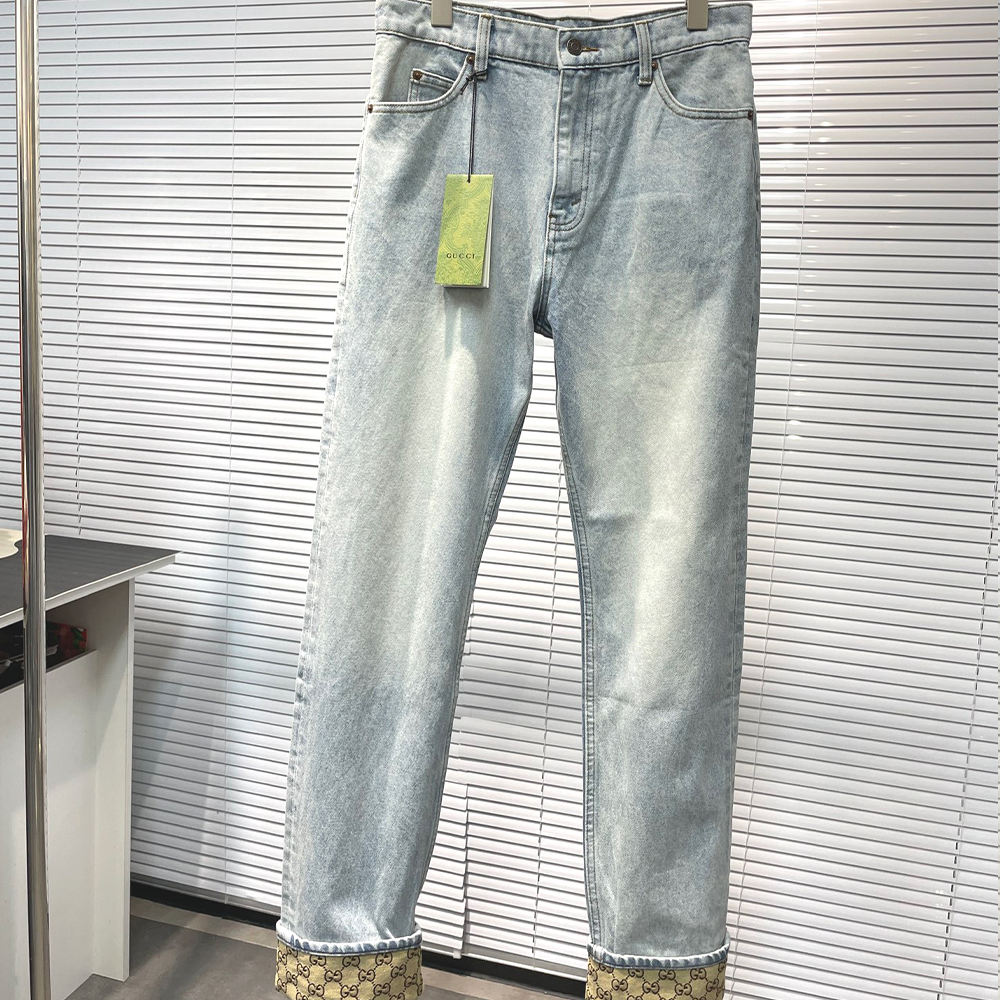 구찌 GG 자카드 연청 데님 팬츠