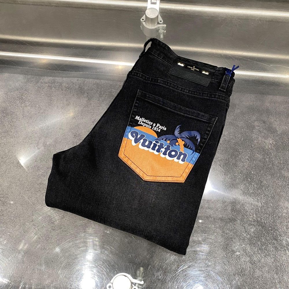 루이비통 24FW 1854 프린팅 흑청 데님 팬츠
