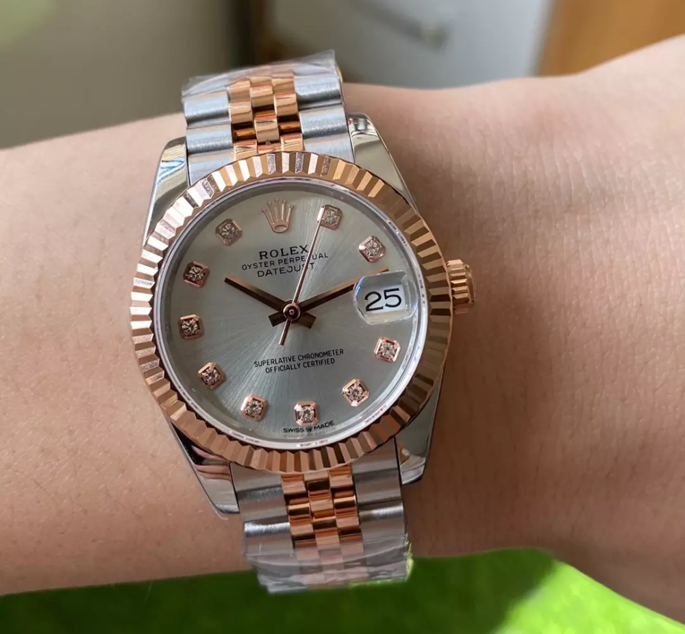 롤렉스 여성용 데이저스트 실버 다이얼 10P 다이아 RG 콤비 31mm 278271