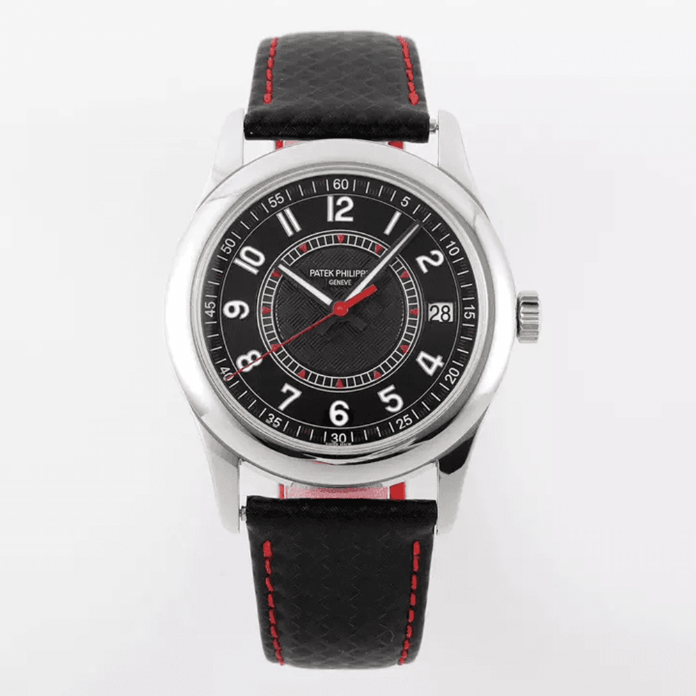 파텍필립 칼라트라바 블랙 다이얼 나일론 스트랩 40mm 6007