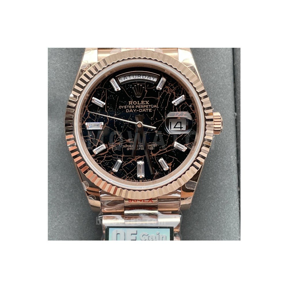 롤렉스 데이데이트 검판 다이얼 바게트다이아 로즈골드 프레지던트 40mm V5(텅스텐 헤비 버전) 228235