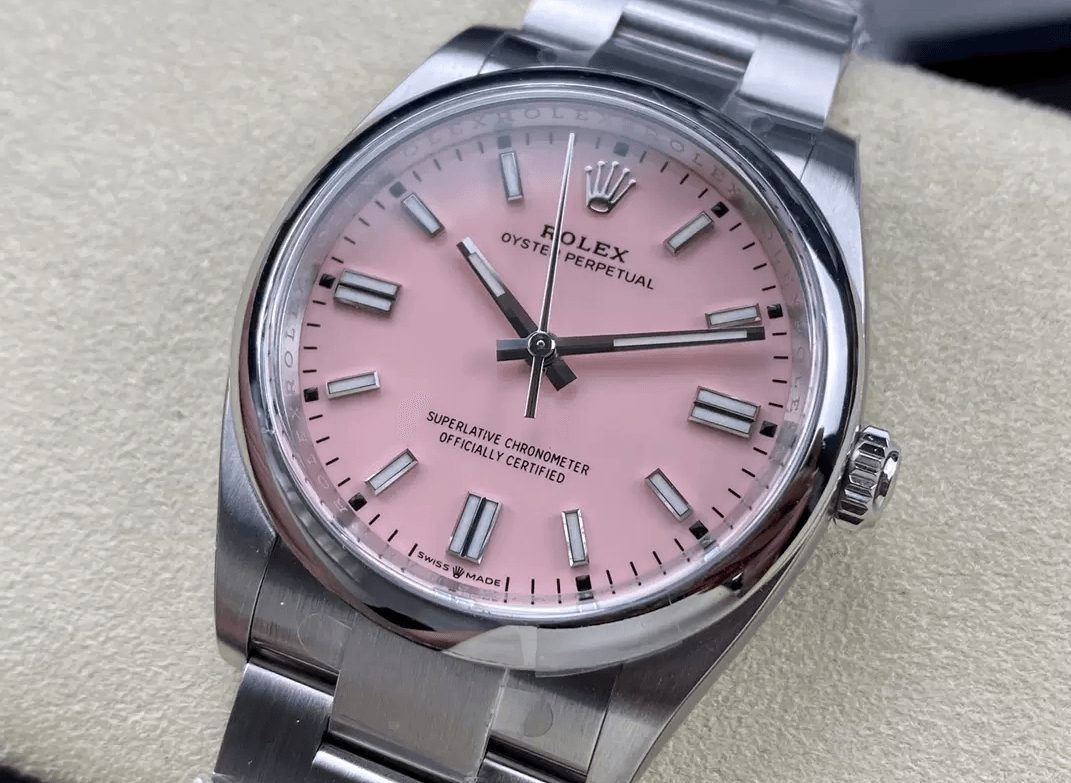 롤렉스 오이스터 퍼페츄얼 핑크 다이얼 바인덱스 SS 브레이슬릿 36mm 126000