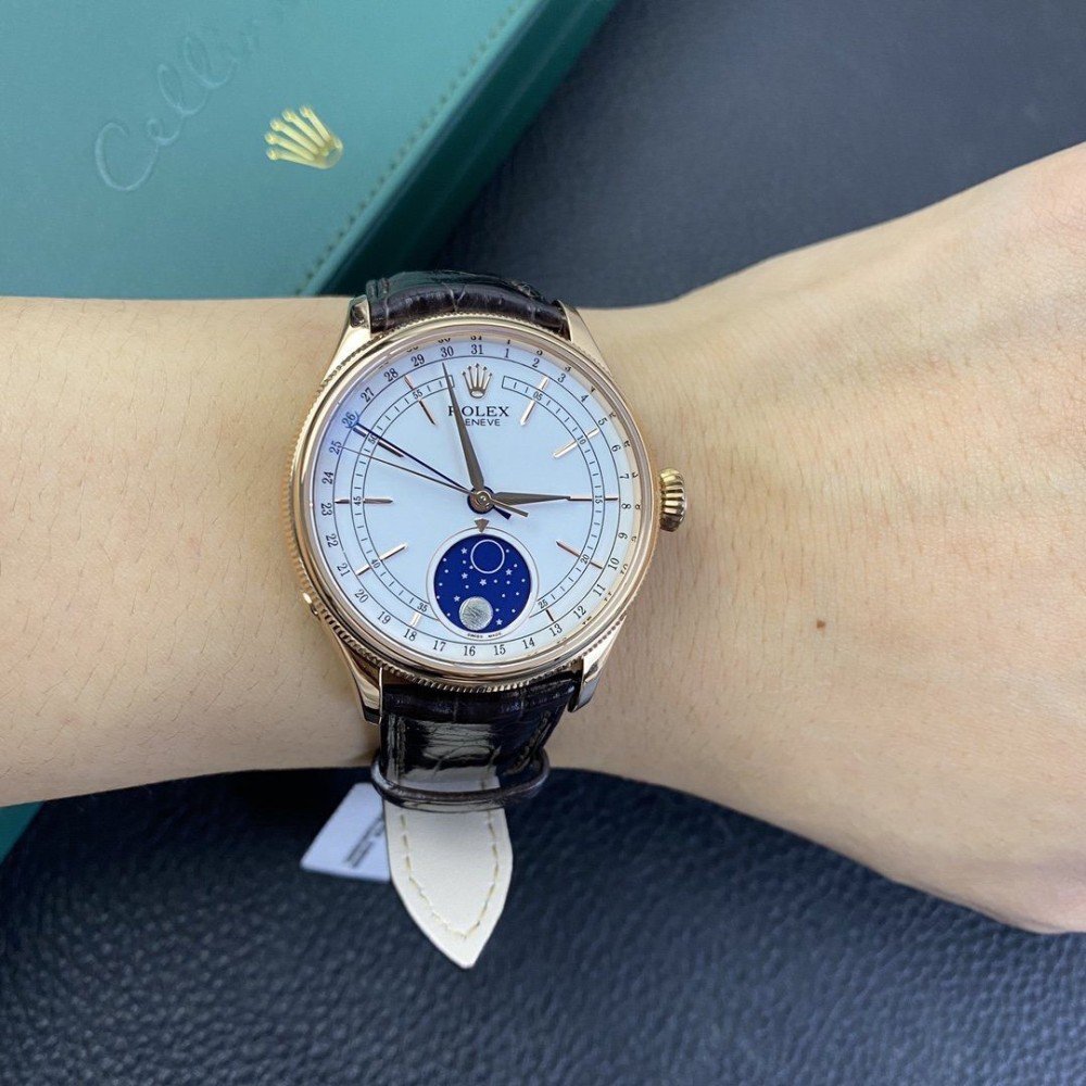 롤렉스 셀리니 시리즈 문페이즈 로즈골드 화이트 다이얼 39mm m50535-0002