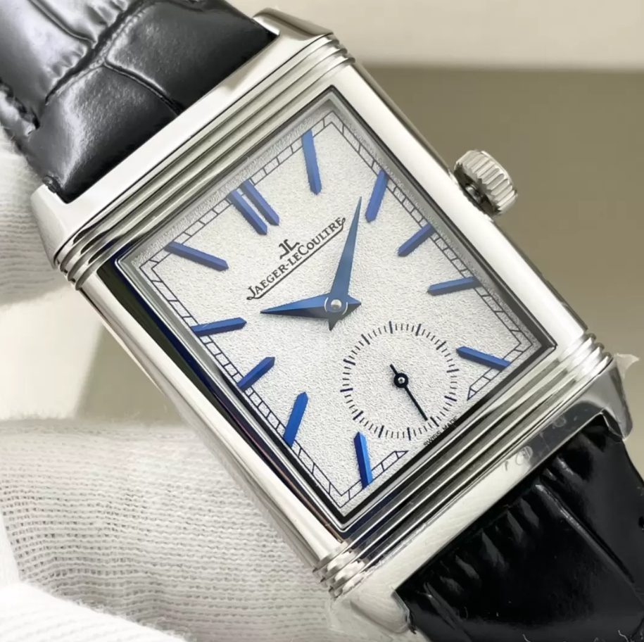 예거 르쿨트르 리베르소 클래식 라지 듀오페이스 스몰 세컨드 화이트 다이얼 레더 스트랩 Q3908420