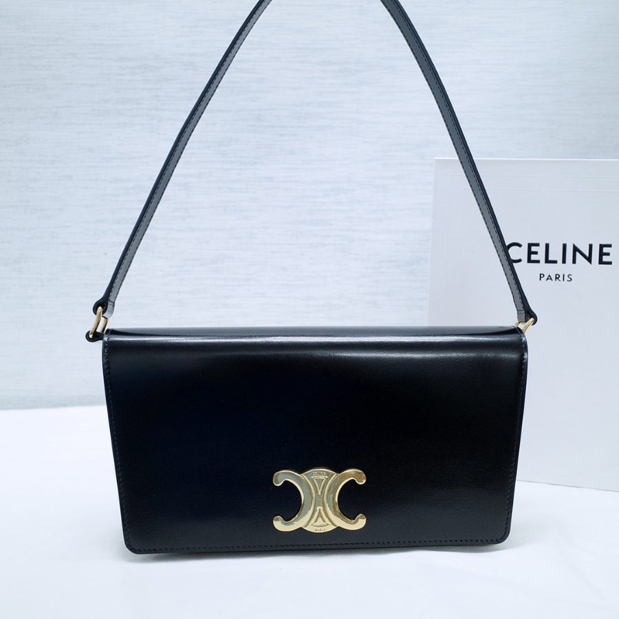 셀린느 트리옹프백 샤이니 카프스킨 블랙