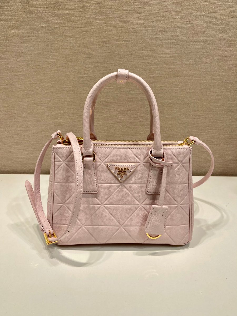 프라다 삼각로고 사피아노 갤러리아 토트백 핑크