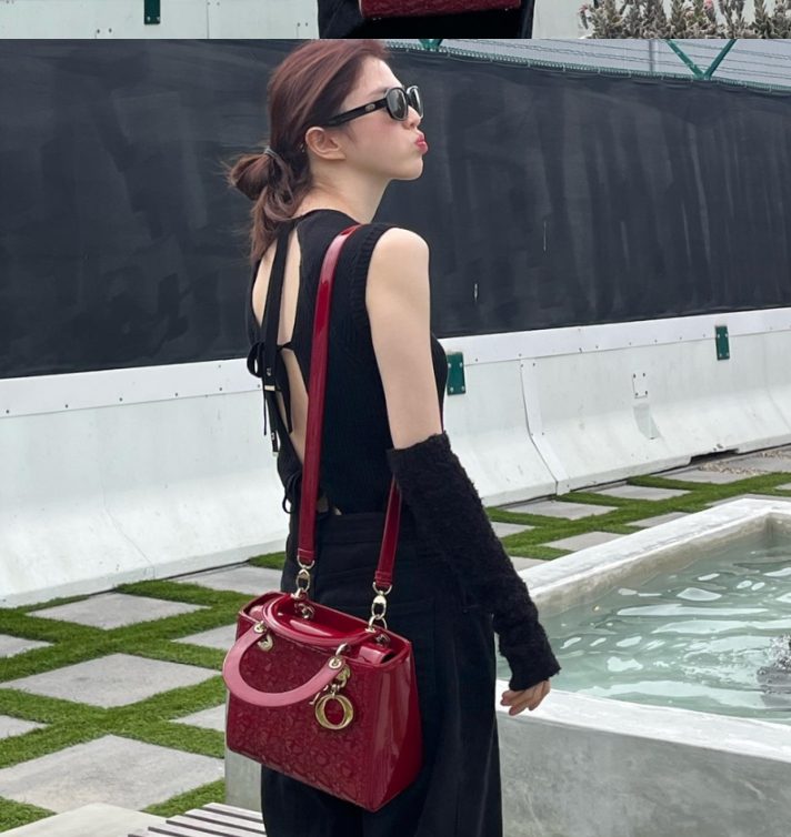 [한소희 PICK] 디올 체리 레드 페이던트 까나쥬 레이디백 미디움