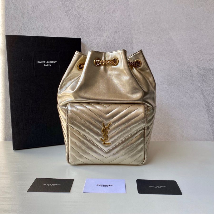 생로랑 조 퀼팅 백팩 플레티넘