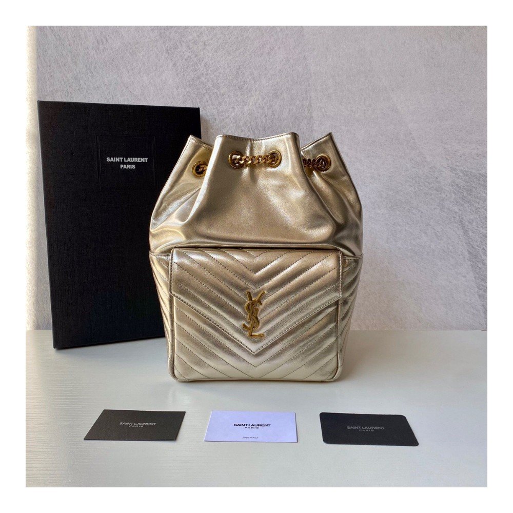 생로랑 조 퀼팅 백팩 플레티넘