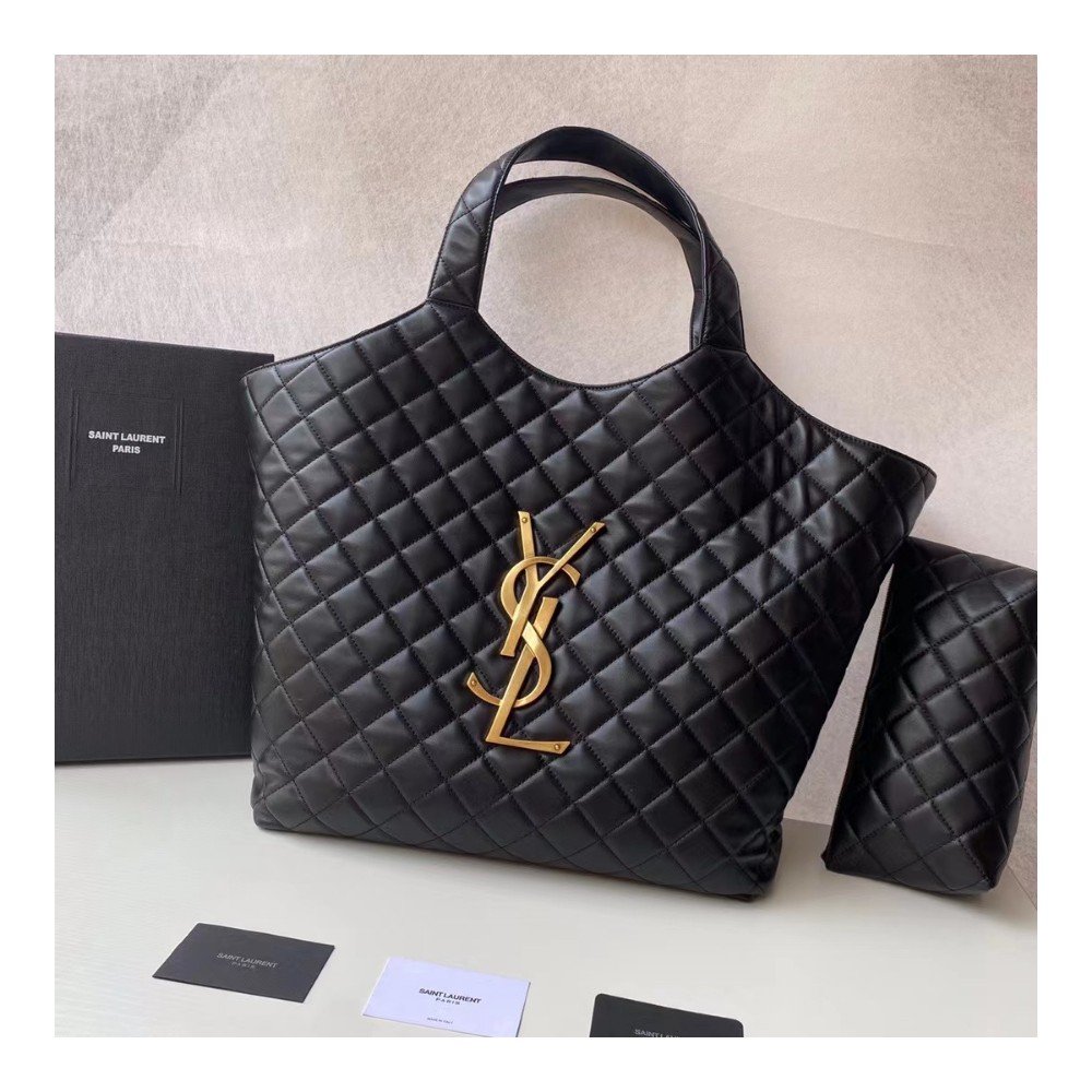 생로랑 맥시 쇼퍼백 금장 블랙