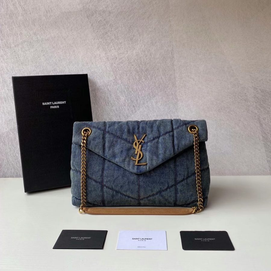 생로랑 모노그램 데님 루루백 미디엄