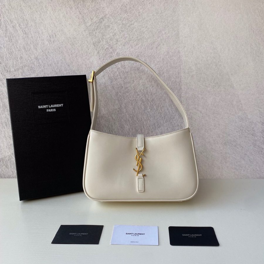 생로랑 스무스 레더 미니 호보백 블랑 빈티지