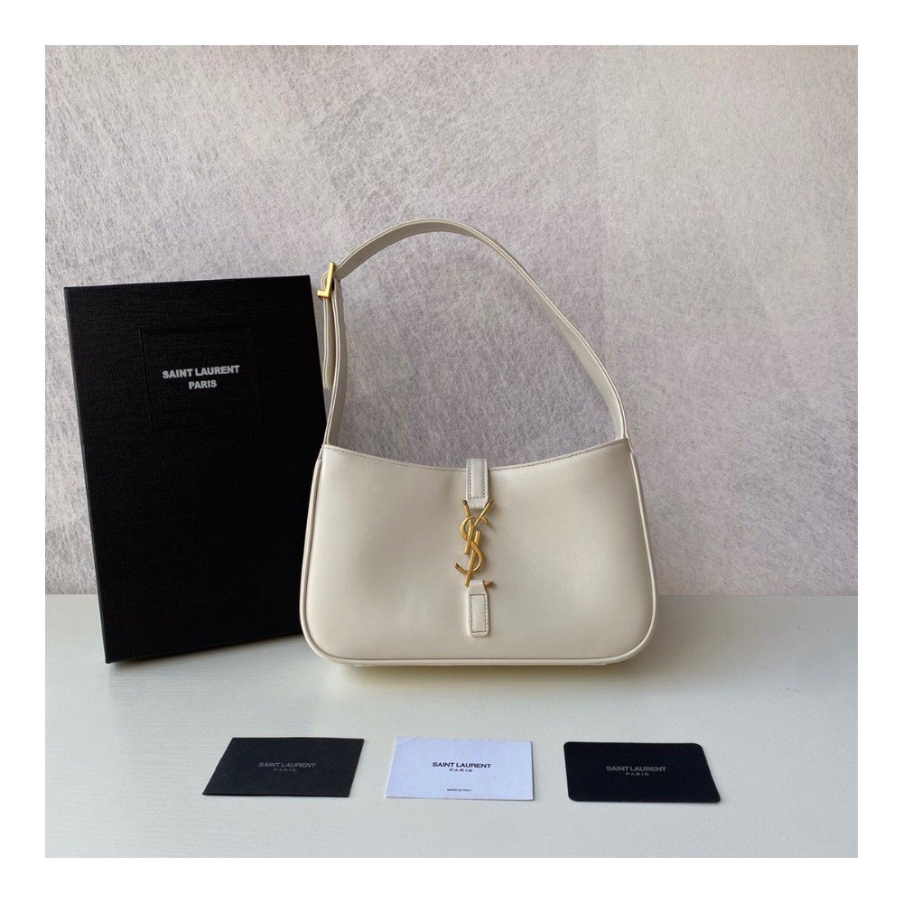 생로랑 스무스 레더 미니 호보백 블랑 빈티지