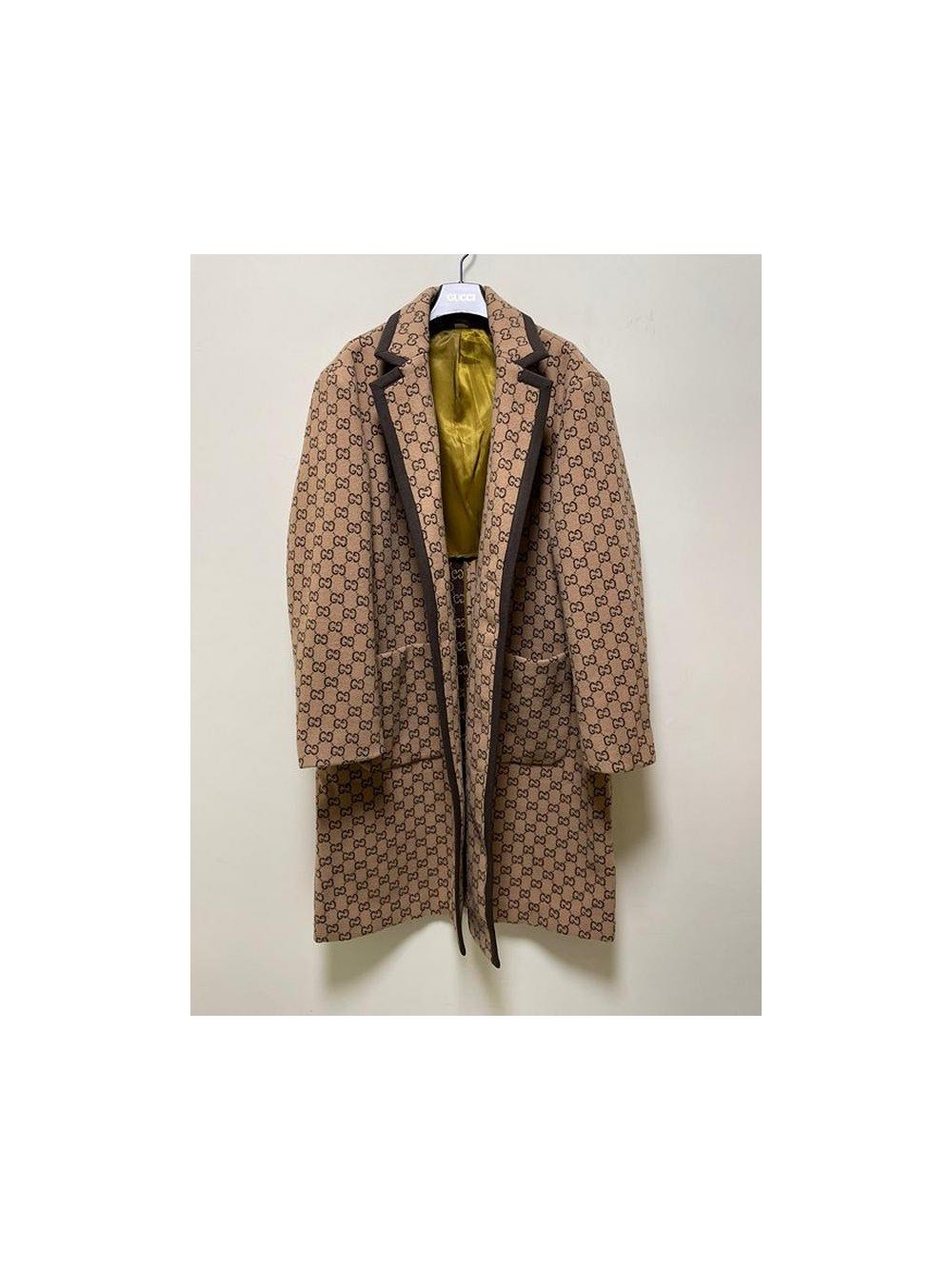 구찌 gg 양모 자카트 롱 코트