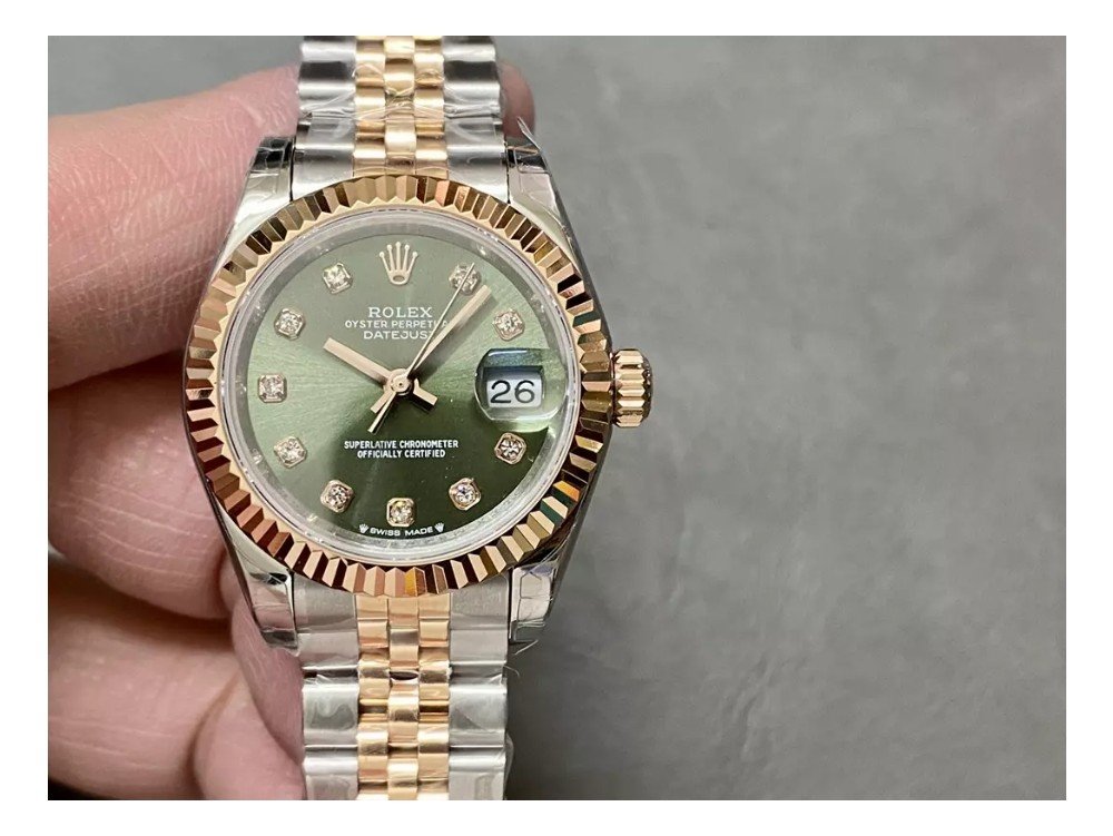 롤렉스 레이디 데이저스트 그린 다이얼 10P 다이아 RG 콤비 28mm 279171