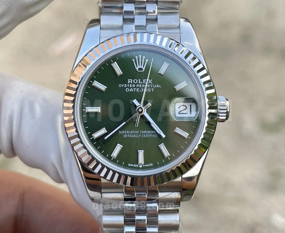 롤렉스 여성용 데이저스트 그린 다이얼 쥬빌레 스틸 31mm 278274