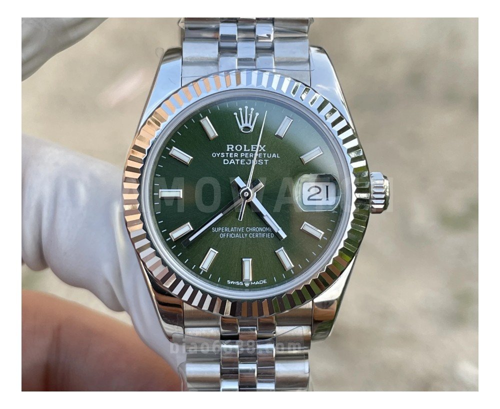 롤렉스 여성용 데이저스트 그린 다이얼 쥬빌레 스틸 31mm 278274