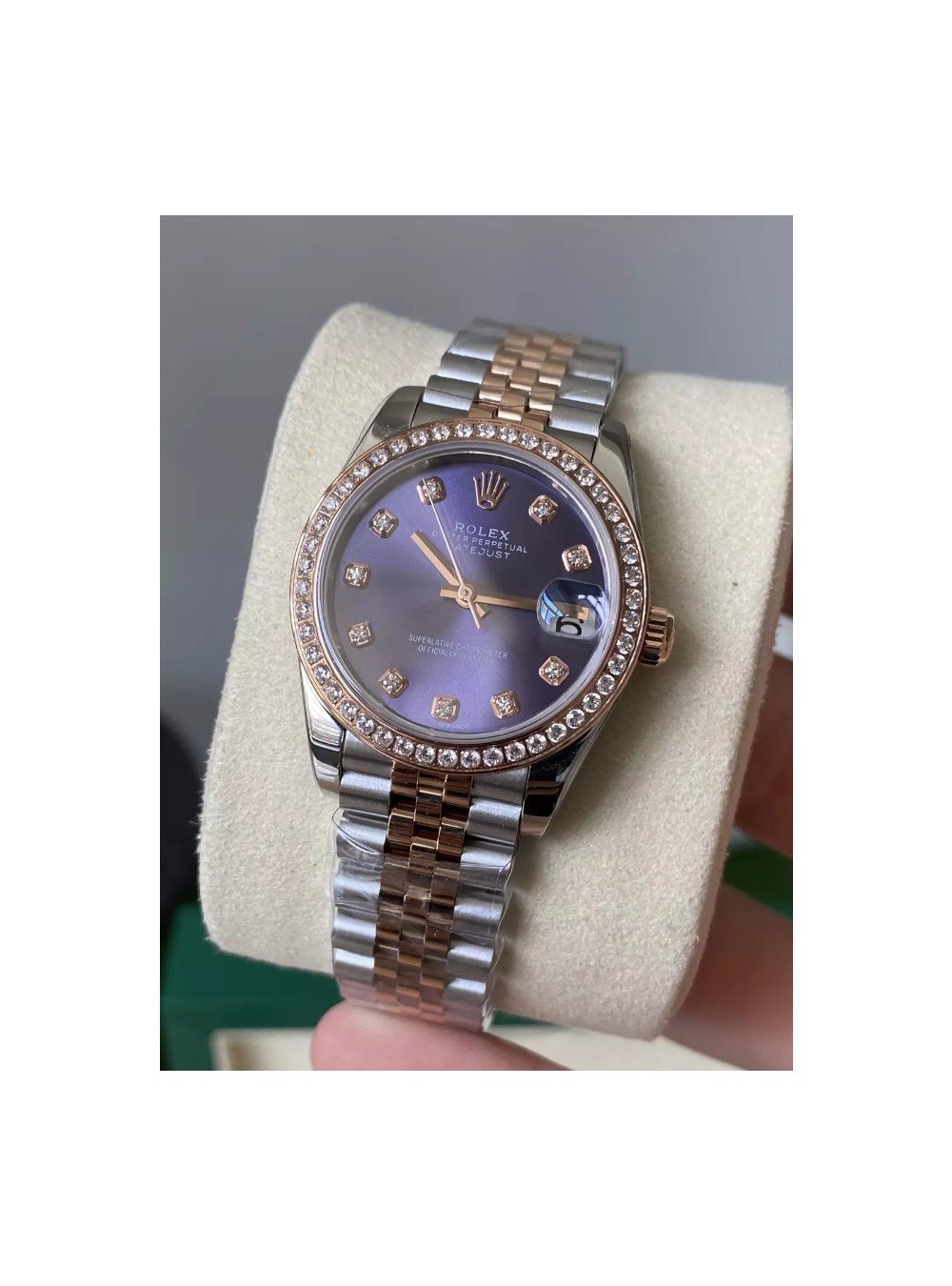 롤렉스 여성용 데이저스트 바이올렛 다이얼 다이아베젤 콤비 SS/RG 31mm 278381