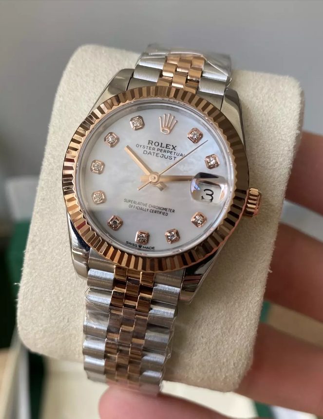 롤렉스 여성용 데이저스트 MOP 다이아몬드 다이얼 콤비 SS/RG 31mm 278271