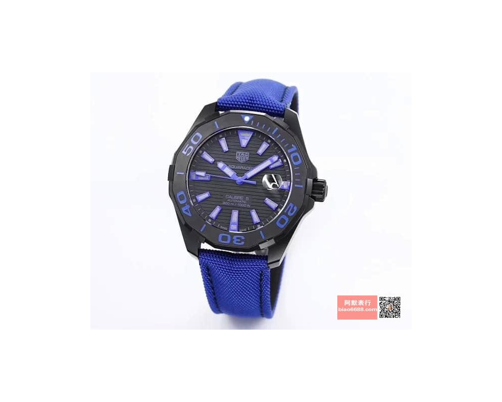 태그호이어 아쿠아레이서 칼리버 5 세라믹 베젤 나일론 스트랩 43mm WAY208B.FC6382