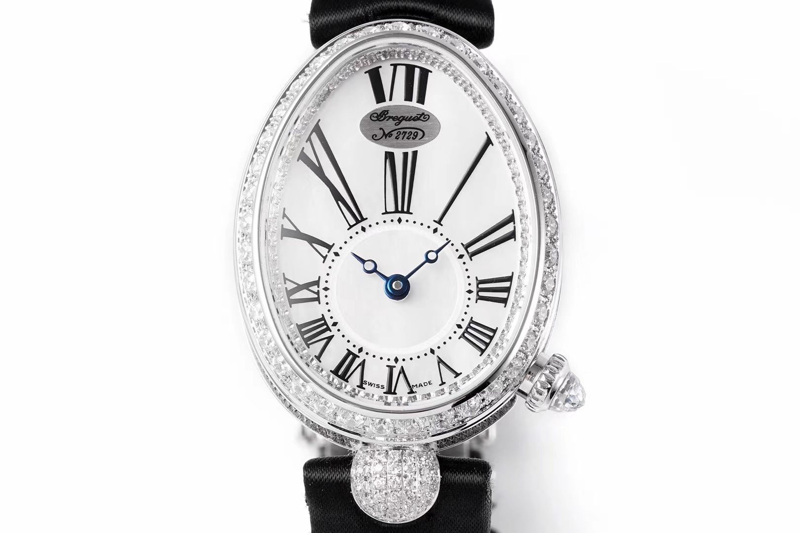 브레게 퀸 오브 나폴리 화이트골드 다이아 베젤 실크/레더 스트랩 V2버전 8928BB/51/944/DD0D