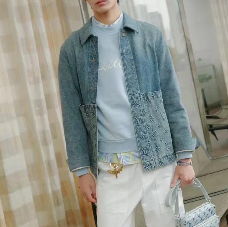 루이비통 업사이클 데님 캔버스 자켓 인디고