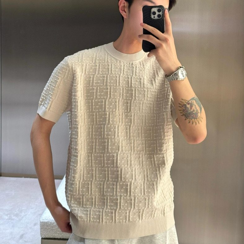 펜디 아이보리 코튼 블랜드 반팔 아이보리