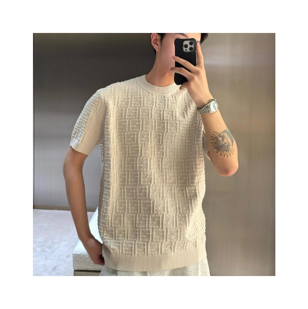 펜디 아이보리 코튼 블랜드 반팔 아이보리