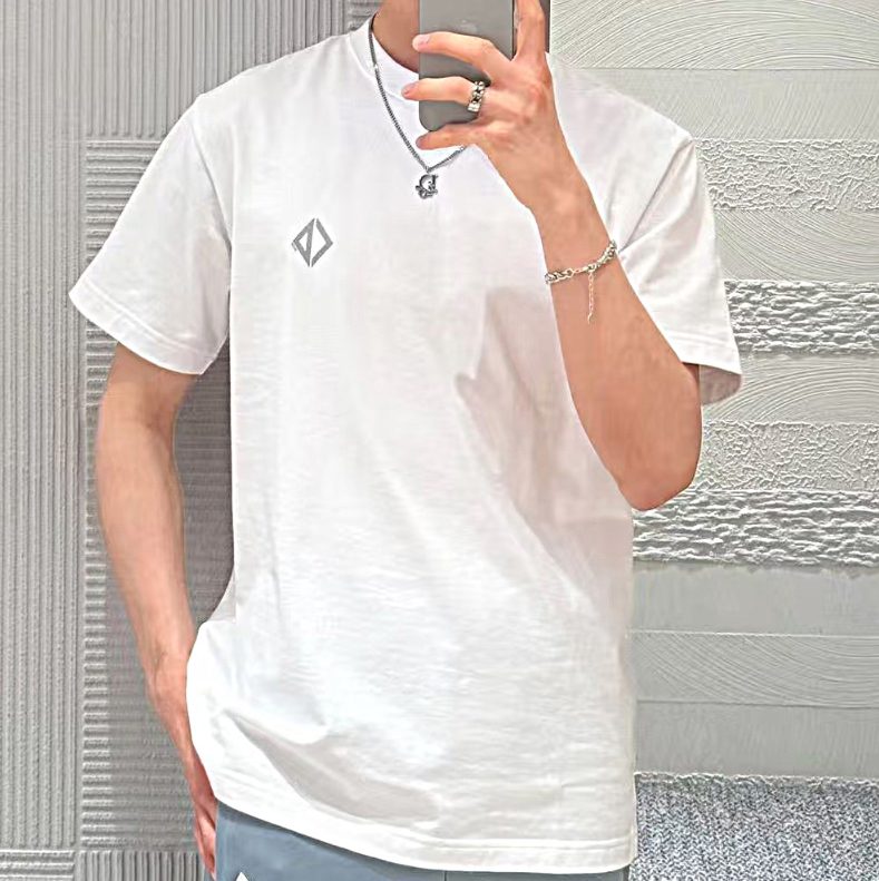 디올 다이아몬드 캐주얼 핏 반팔 티셔츠 화이트