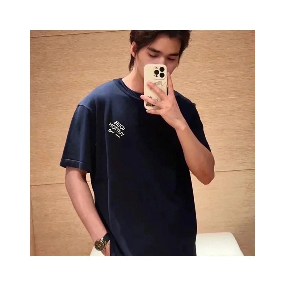 루이비통 시그니처 쇼트 슬리브 티셔츠 블랙