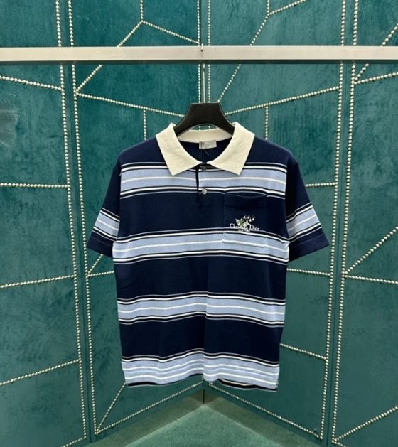 디올 꾸뛰르 스트라이프 폴로 반팔 티셔츠