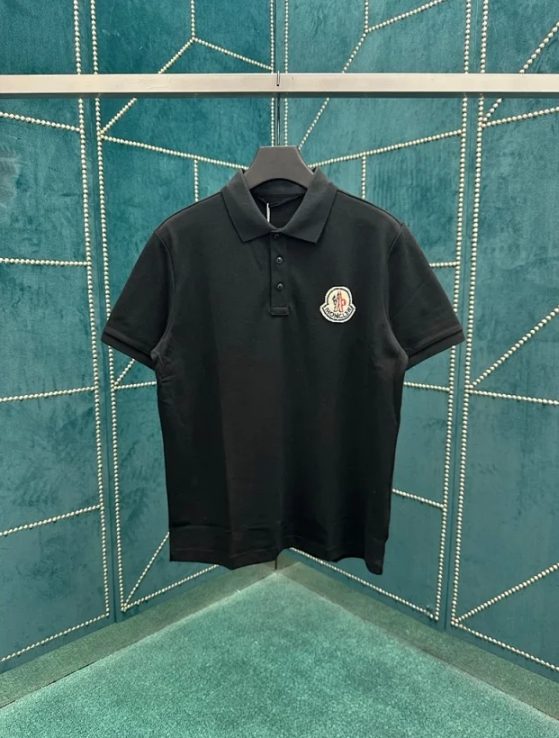 몽클레어 로고 폴로 셔츠 옵티컬 블랙