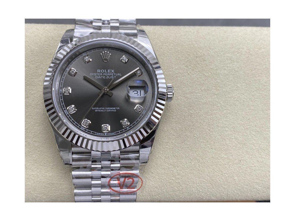 롤렉스 데이저스트 그레이 다이얼 10P 다이아 SS 쥬빌레 41mm 126334