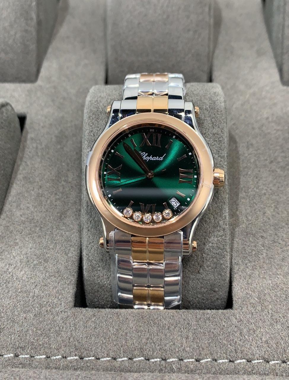 쇼파드 해피 스포트 그린 다이얼 RG콤비 36mm 278582-6006